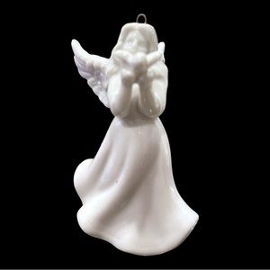 Vintage Christmas Angel with bird porcelain Ornament.